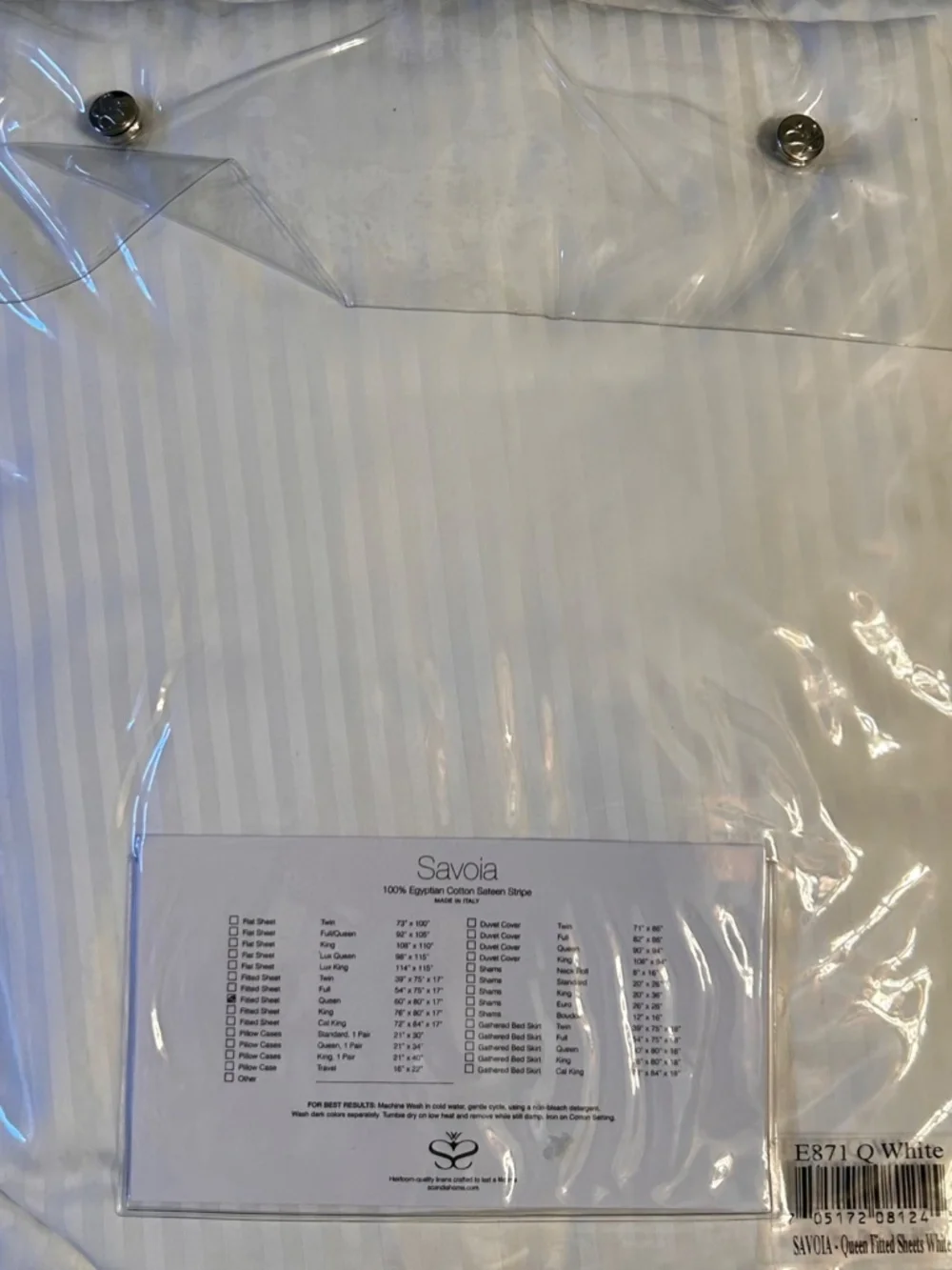 Scandia 100% Egyptian Cotton Sateen Stripe Queen Fitted Sheet
